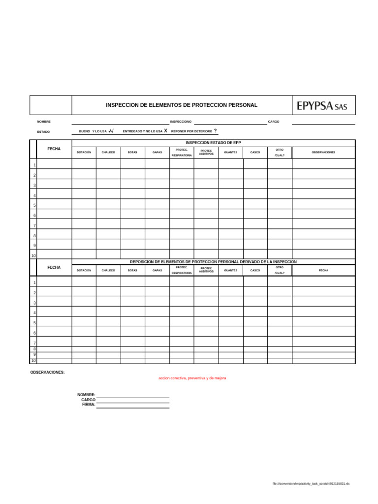 17.2. Inspeccion de Epp | PDF