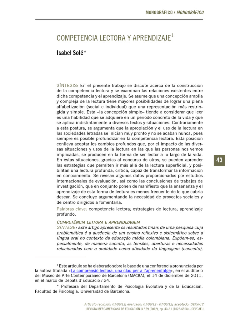 Competencia lectora y su impacto en el aprendizaje | PDF | Aprendizaje ...
