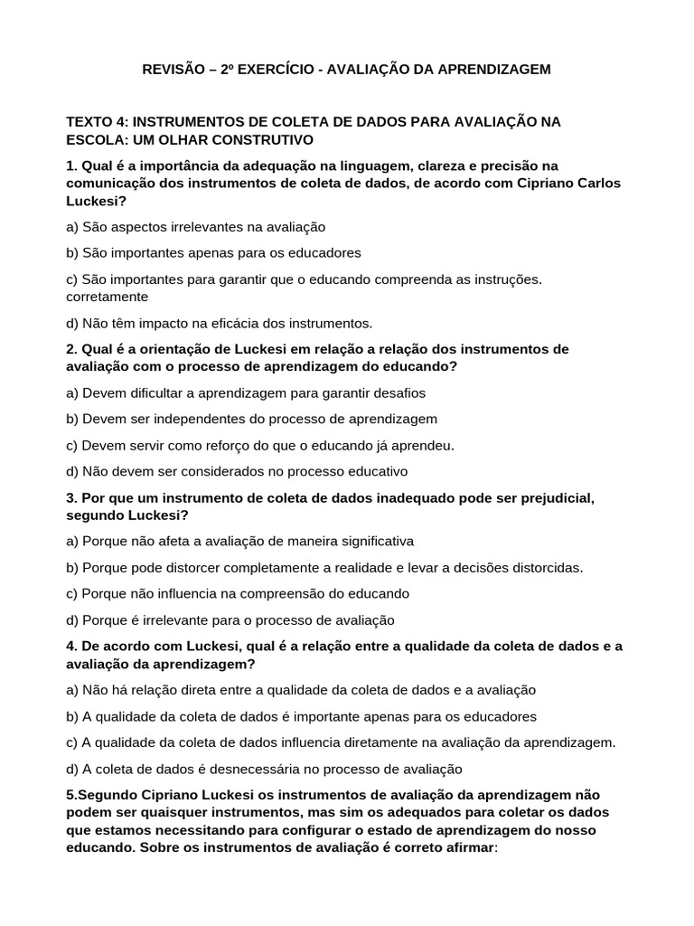 Avaliação da Aprendizagem: Instrumentos e Registros | PDF | Aprendizado ...
