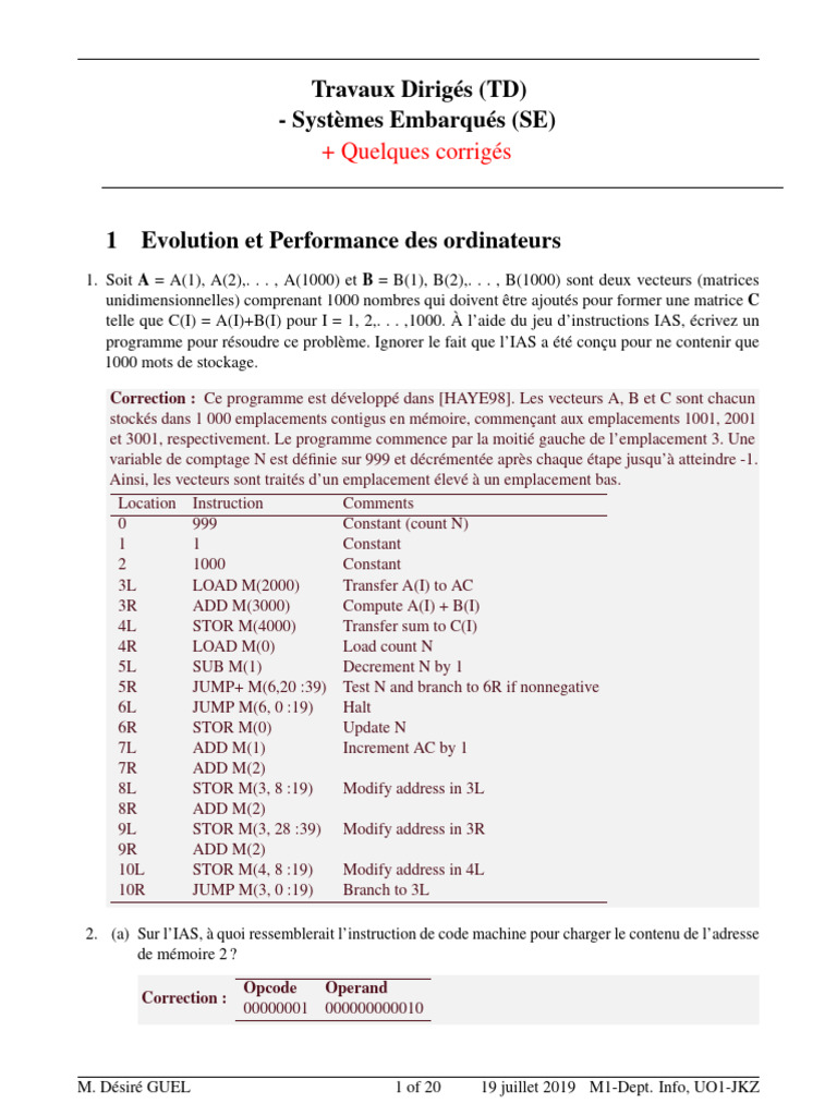 Corrigés des TD sur Systèmes Embarqués | PDF | Programme informatique ...