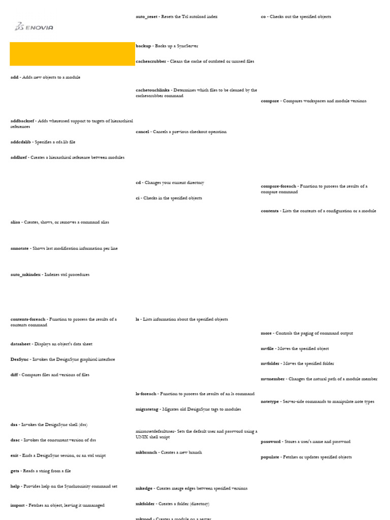 ENOVIA DesignSync Command Reference | PDF | Directory (Computing ...