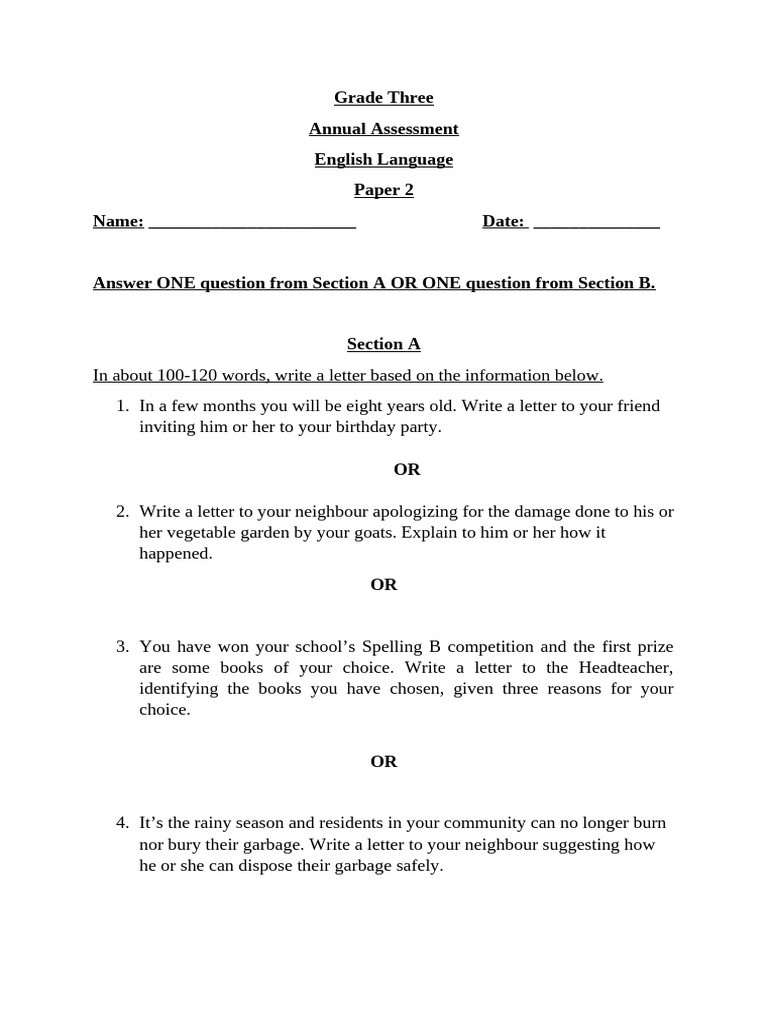 Grade 3 English Language Assessment Guide | PDF