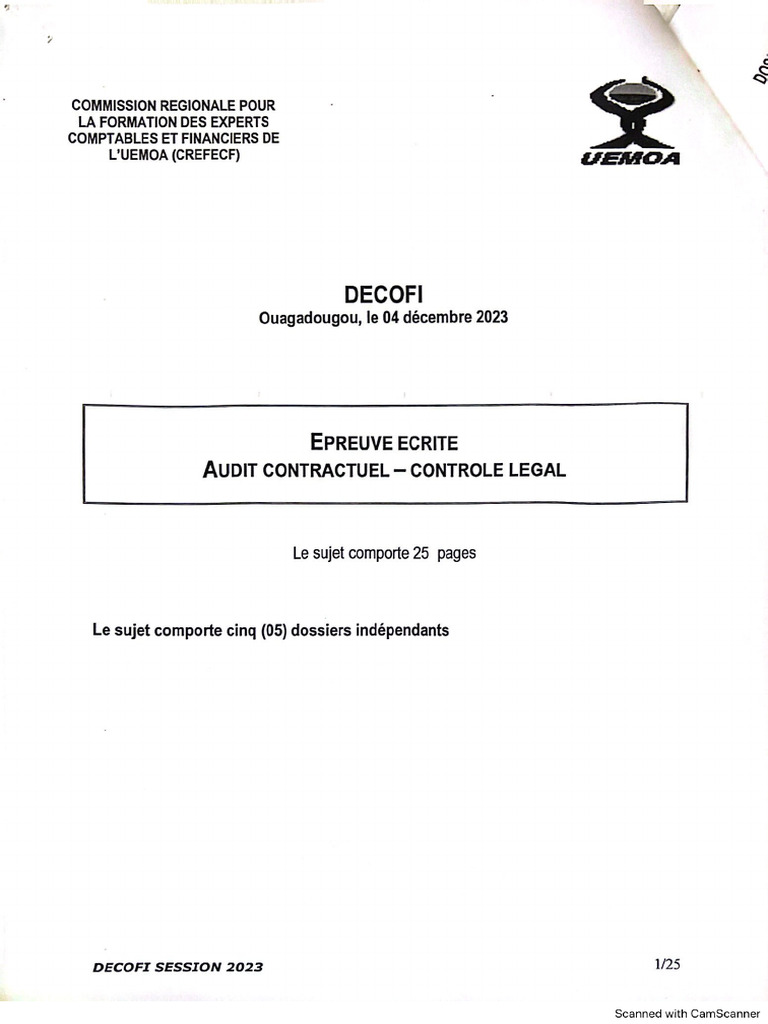Sujet Decofi 2023 | PDF