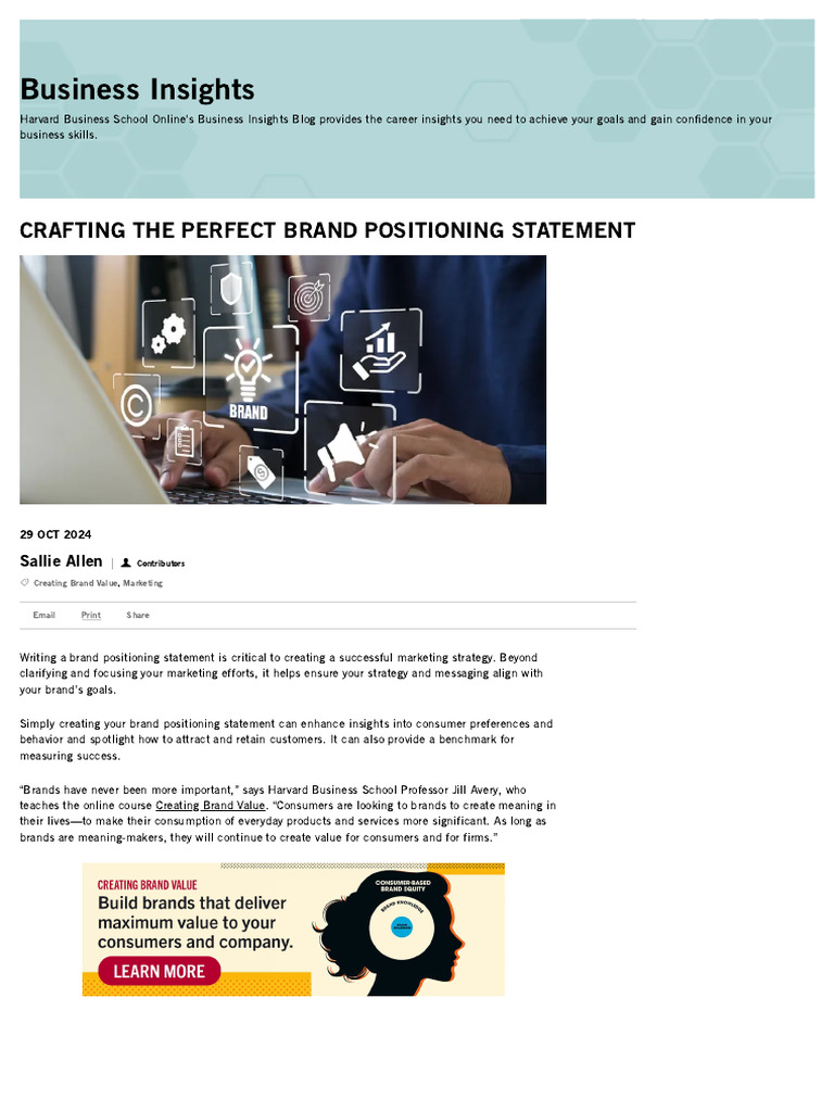How To Craft The Perfect Brand Positioning Statement | PDF | Brand ...