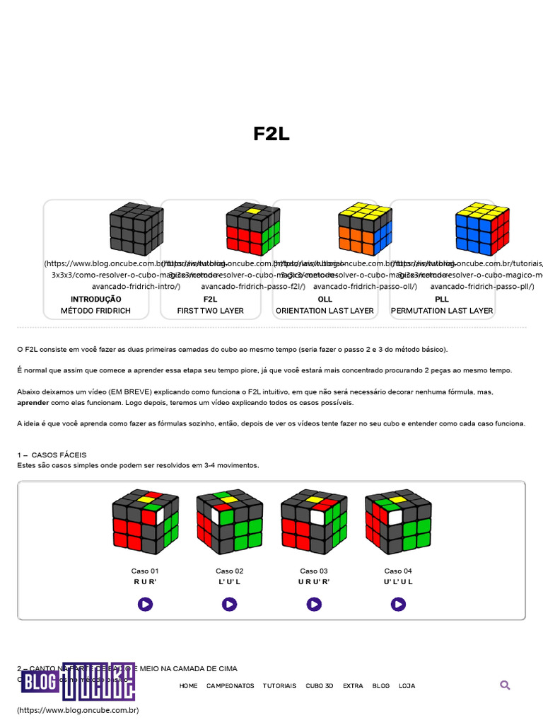 F2L Intuitivo no Método Fridrich | PDF