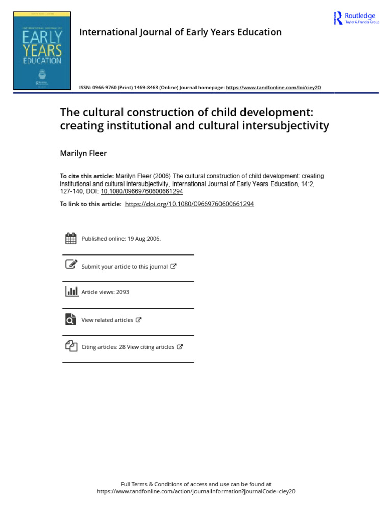 Cultural Perspectives on Child Development PDF Child Development