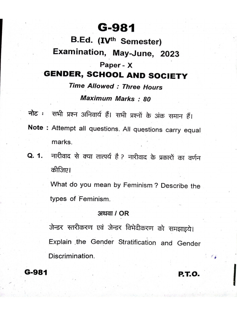 Gender, School, and Society Exam Guide | PDF | Gender Studies | Feminism