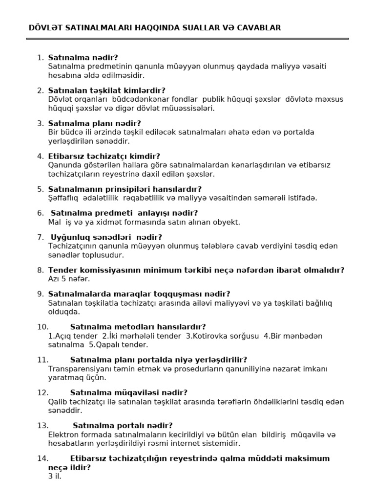 Satinalma Suallar | PDF