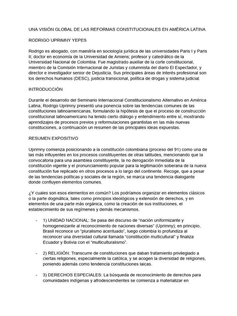 Reformas Constitucionales en América Latina | PDF | Derechos | Constitución