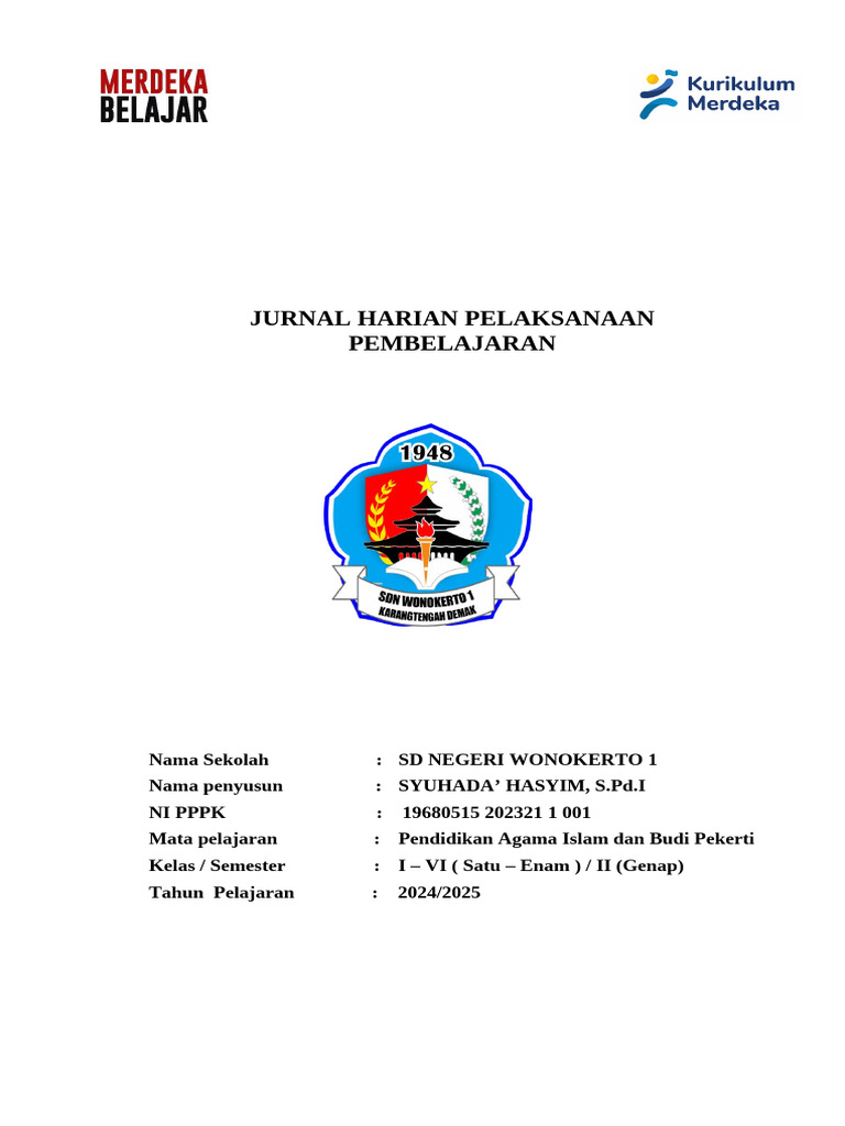 Jurnal Harian PAI SD Kurikulum Merdeka | PDF