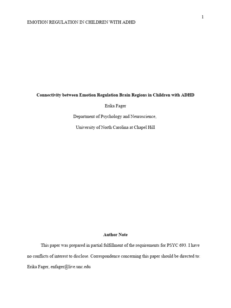 ADHD and Emotion Regulation in Children | PDF | Attention Deficit ...