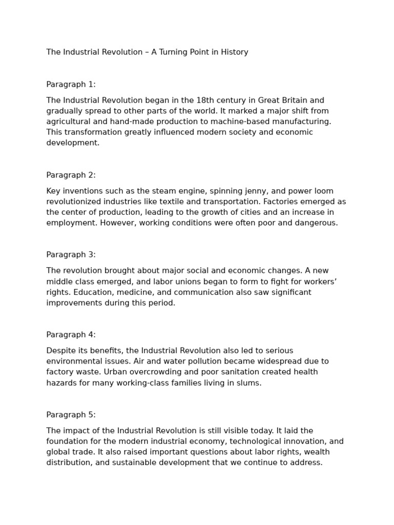 Industrial Revolution A Historical Turning Point PDF