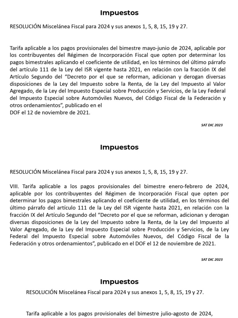 05 Los Impuestos en México 2024 | PDF | Impuesto sobre la renta | Impuestos