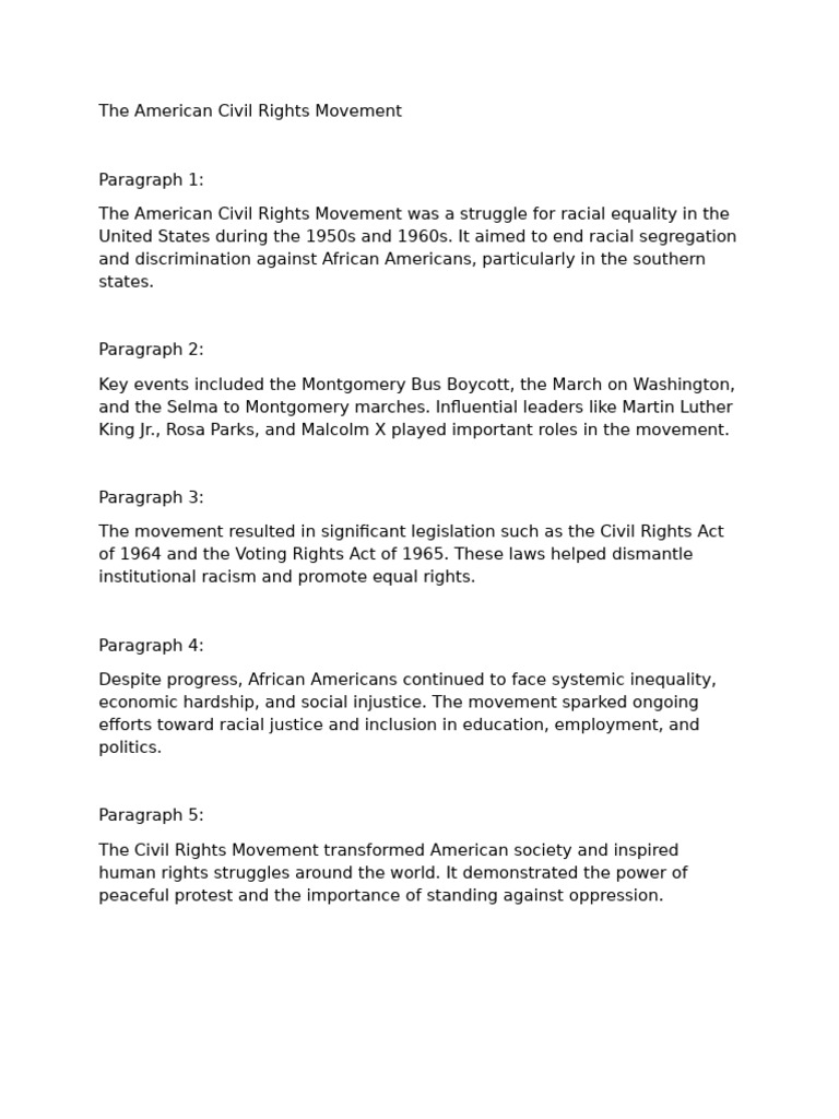 American Civil Rights Movement Overview | PDF