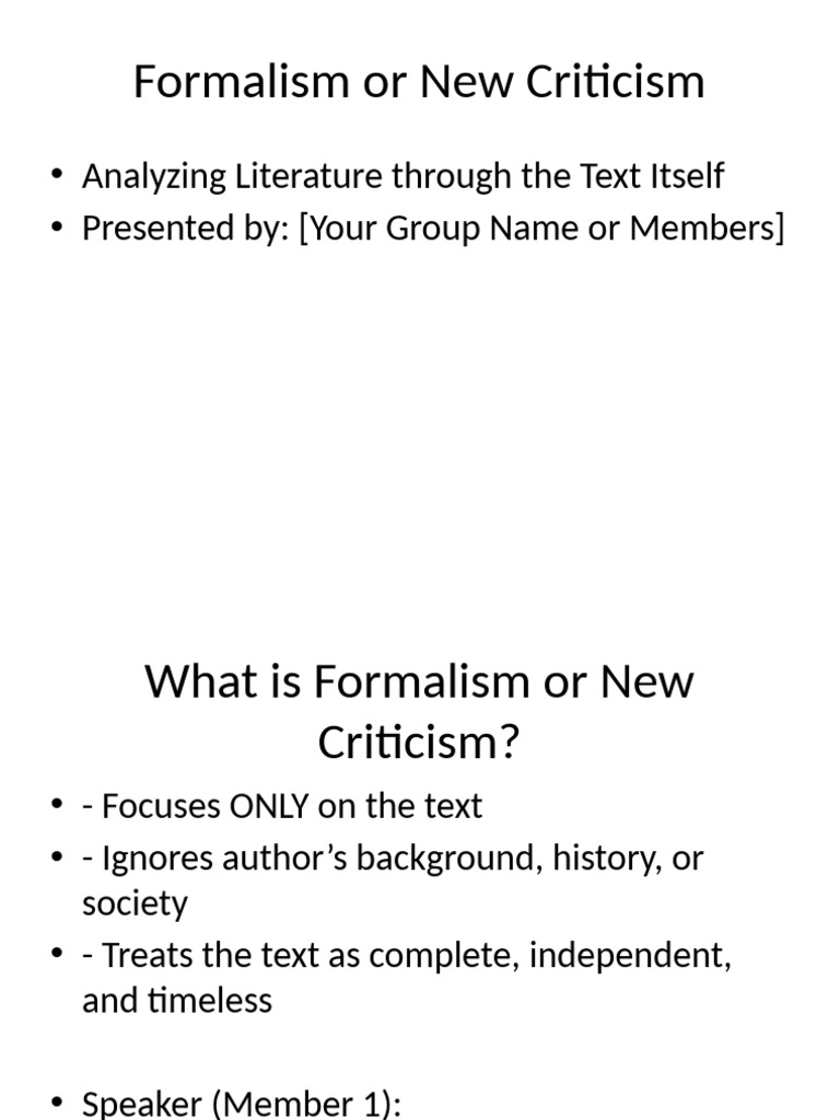 Formalism Presentation | PDF