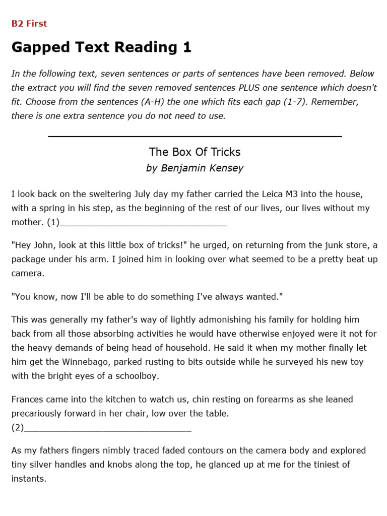 Gapped Text Reading Exercise: B2 First | PDF | Livestock