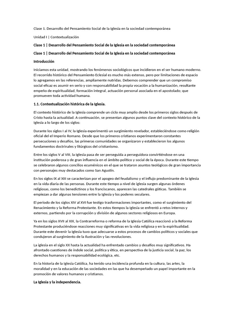 Pensamiento Social de la Iglesia Contemporánea | PDF | Iglesia Católica ...