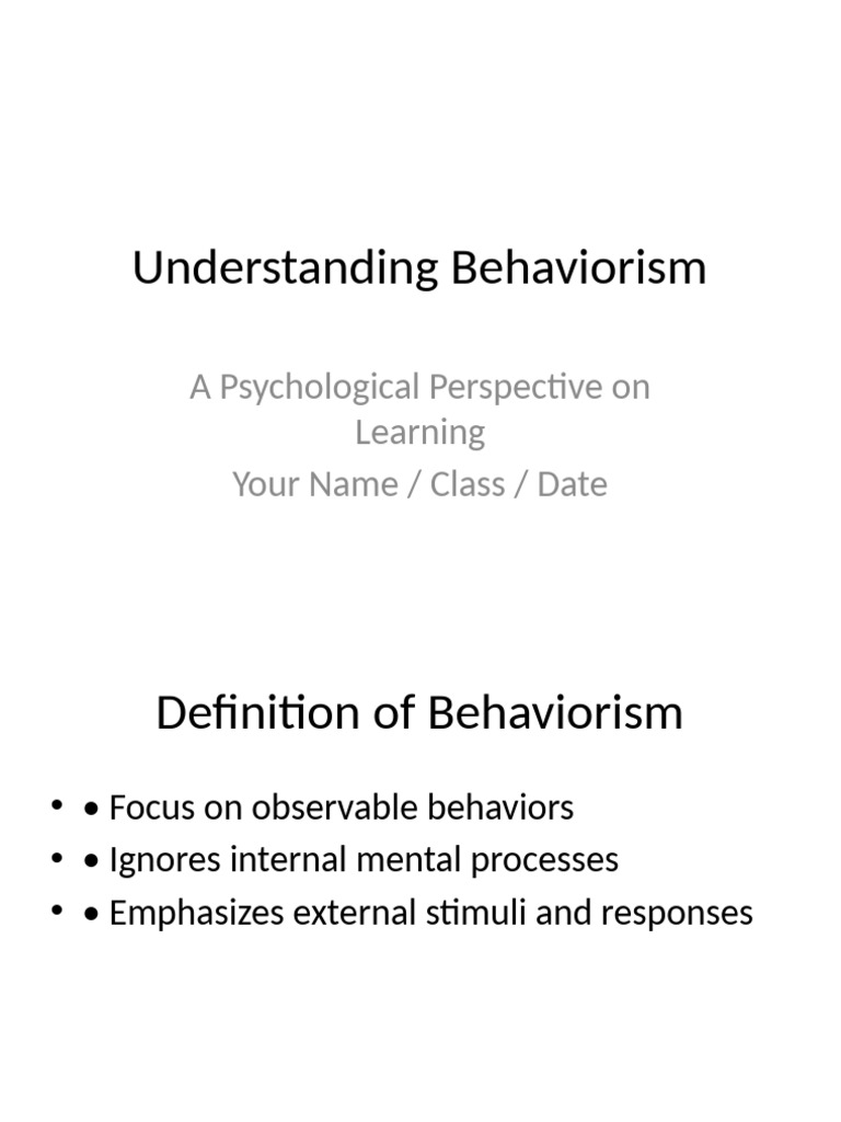 Overview of Behaviorism in Learning | PDF