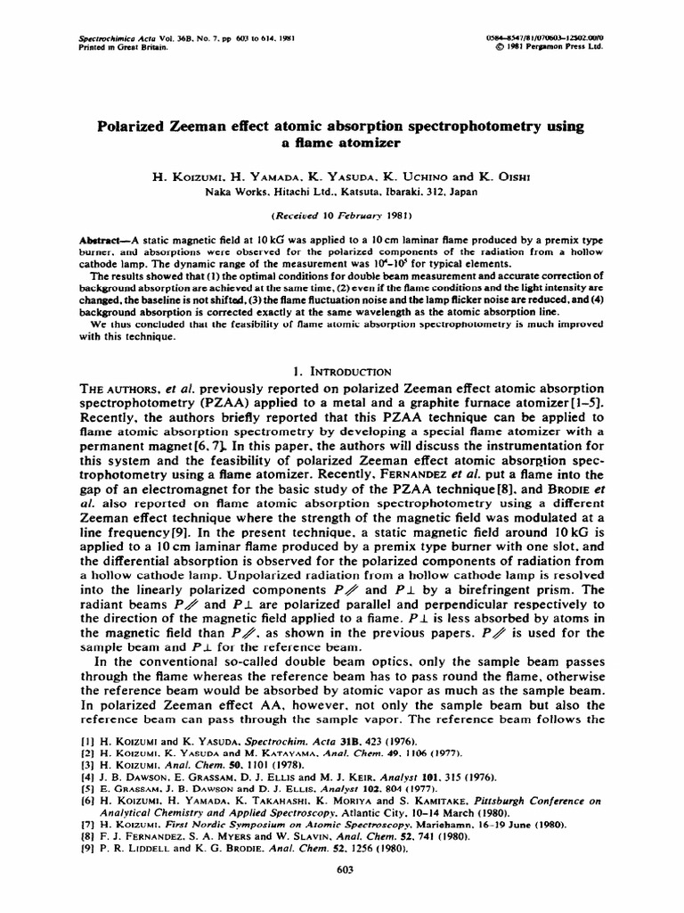 Polarized Zeeman Effect AAS in Flames | PDF | Atomic Absorption ...