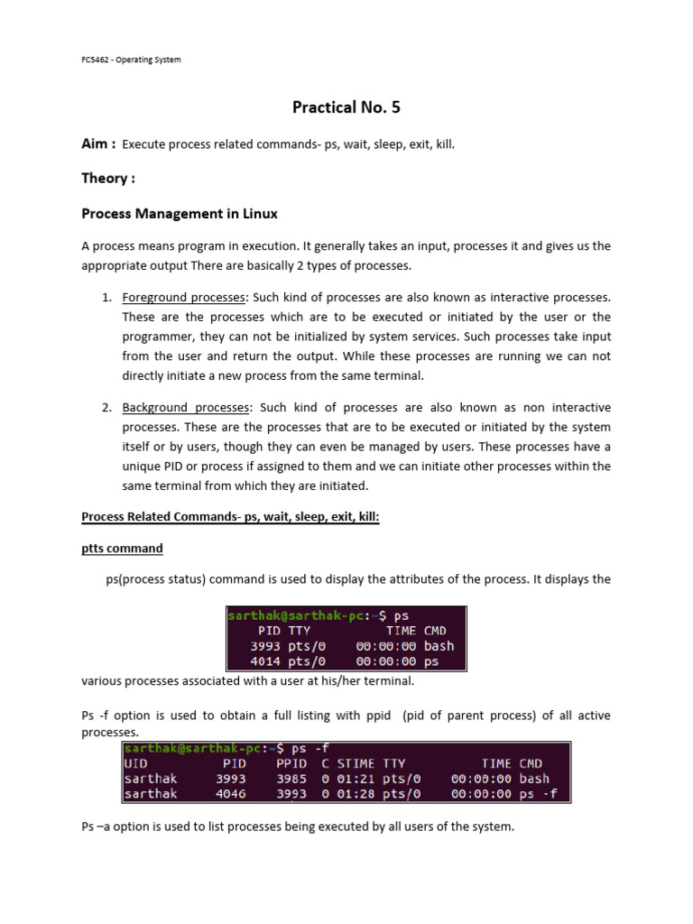 Linux Process Management Commands Guide | PDF | Computer Architecture ...