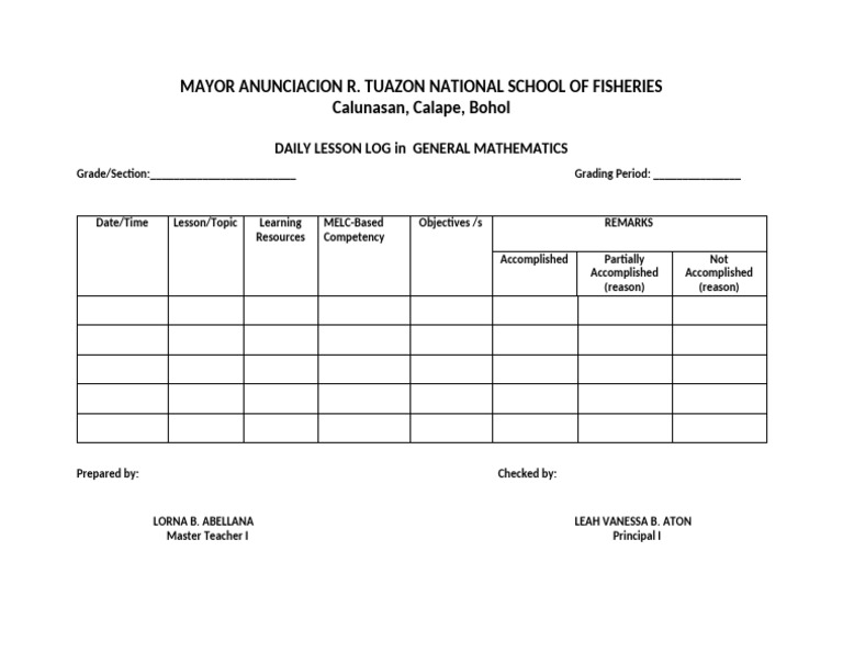 Daily Lesson Log for General Mathematics | PDF