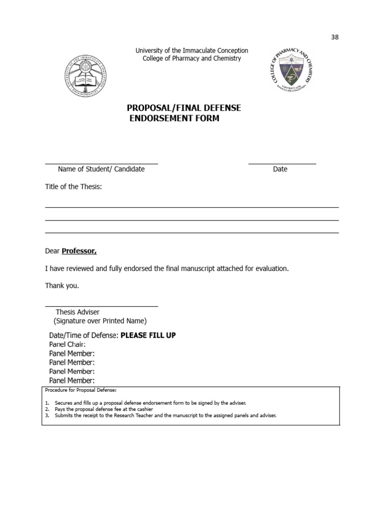 Proposal or Final Defense Endorsement Form - g19 | PDF