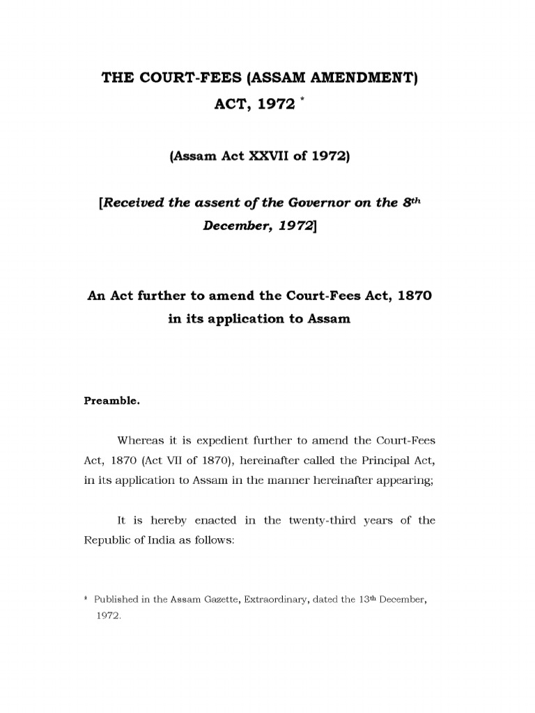 The Assam Court-Fees (Amendment) Act, 1972 | PDF