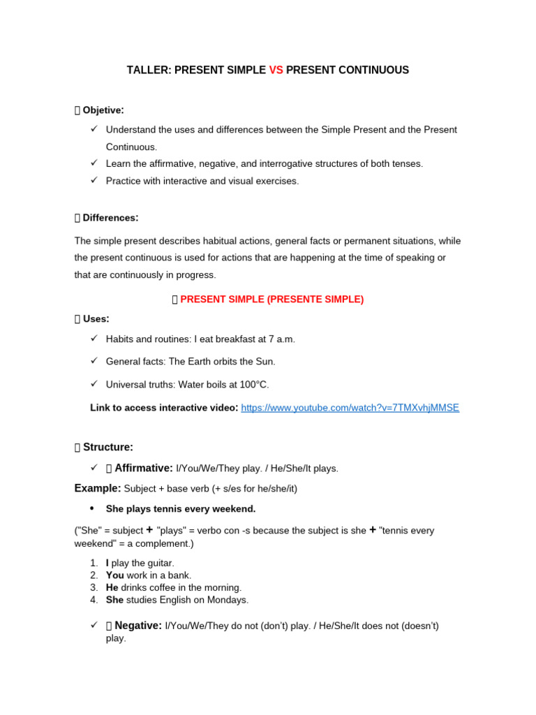 Present Simple vs Continuous Tenses | PDF | Verb | Language Mechanics
