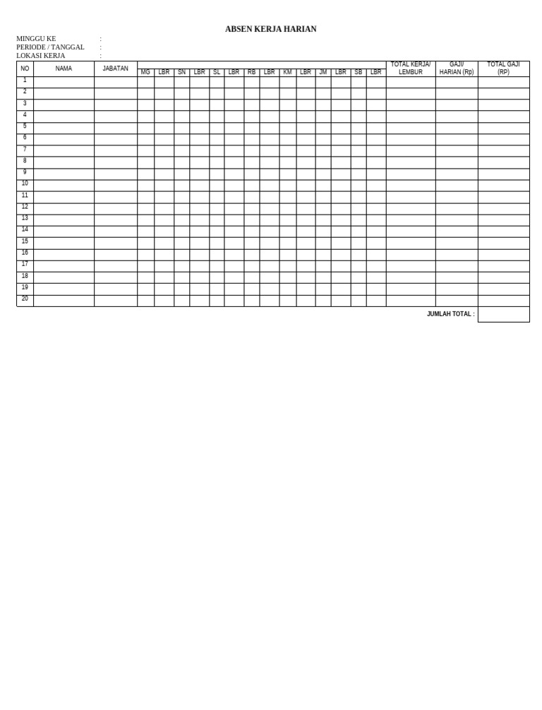 Absen Kerja Harian | PDF