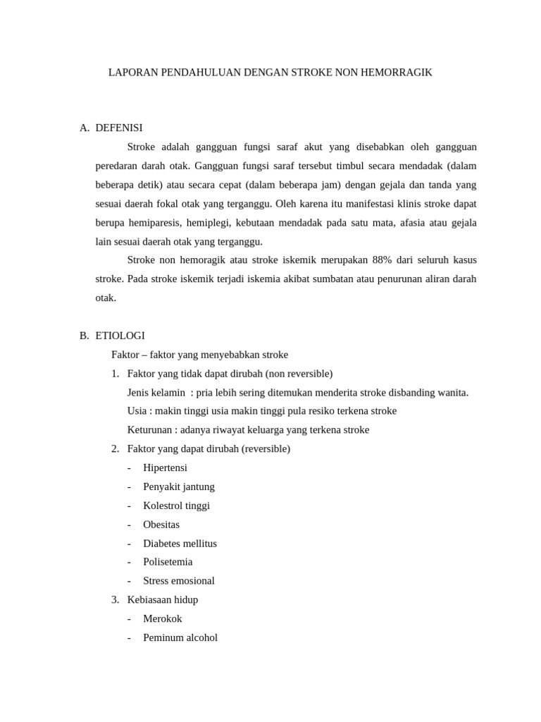 Stroke Non Hemoragik: Definisi dan Penanganan | PDF