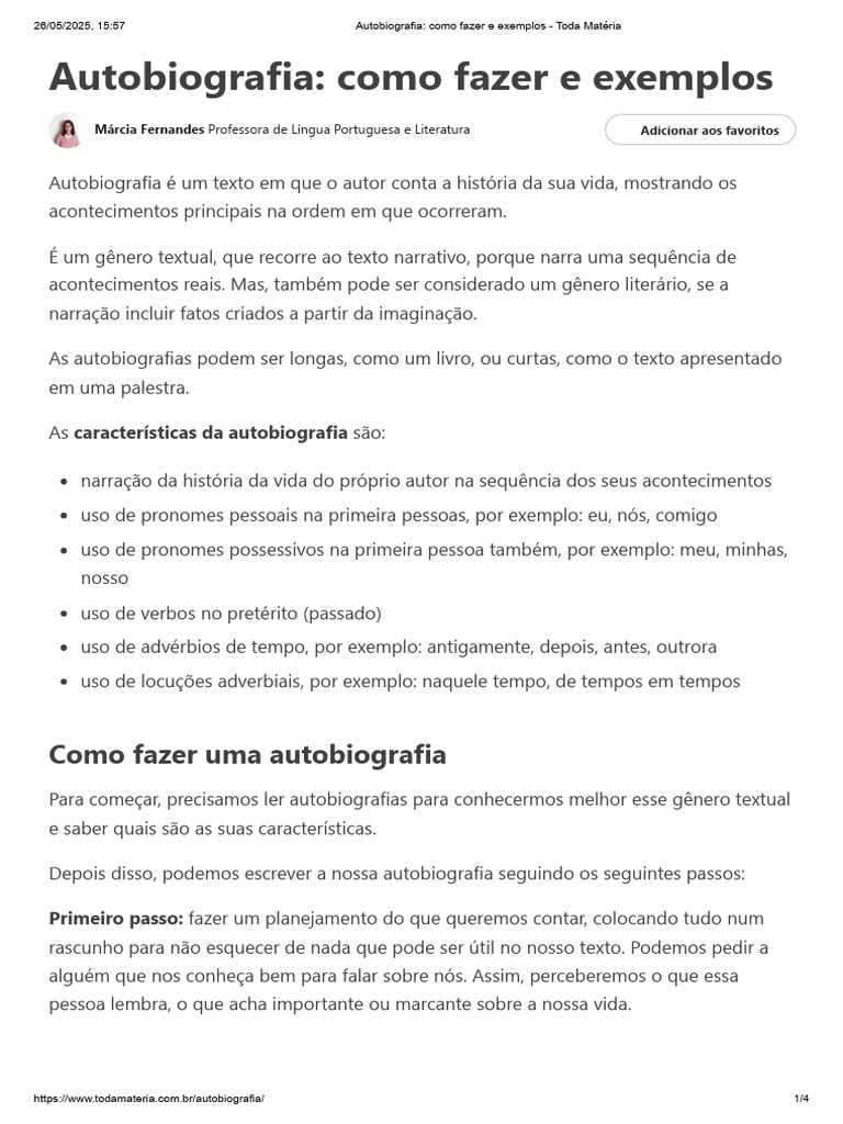 Criando sua Autobiografia: Guia e Exemplos | PDF | Advérbio | Autor