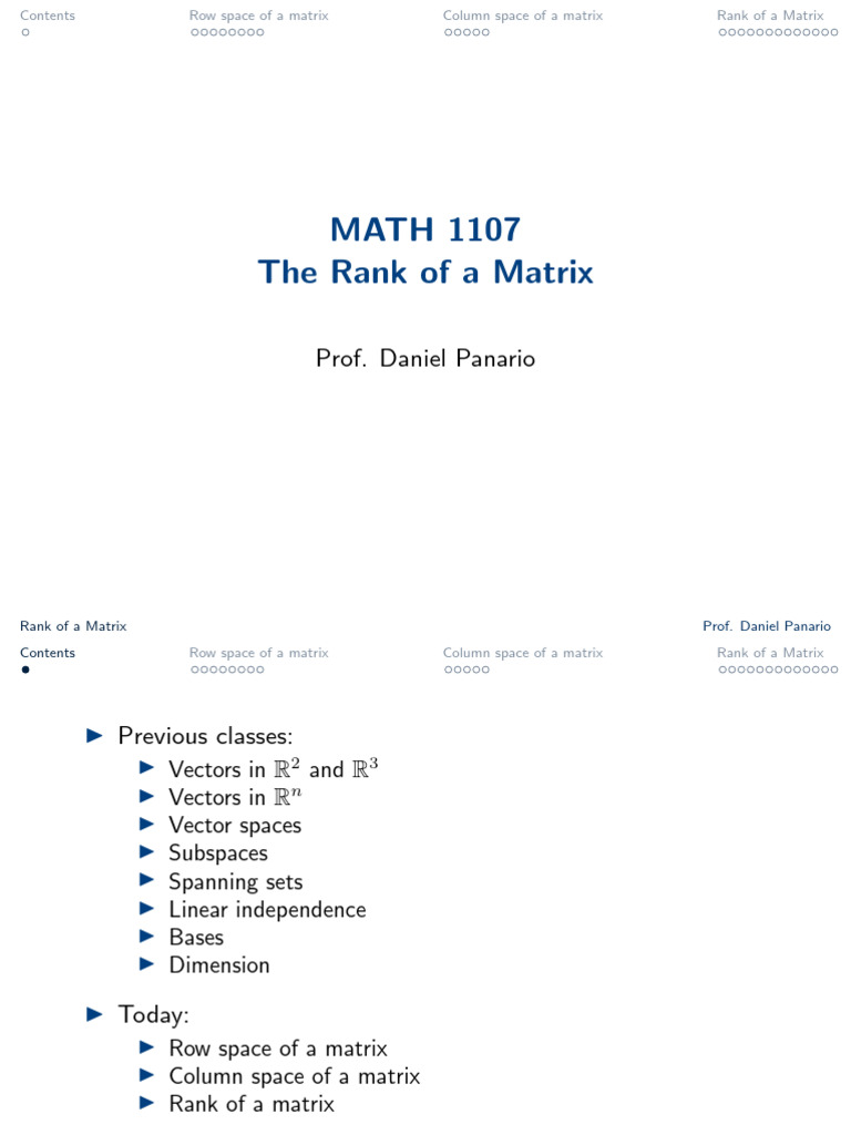 Understanding Matrix Rank and Dimensions | PDF | Mathematical Analysis ...