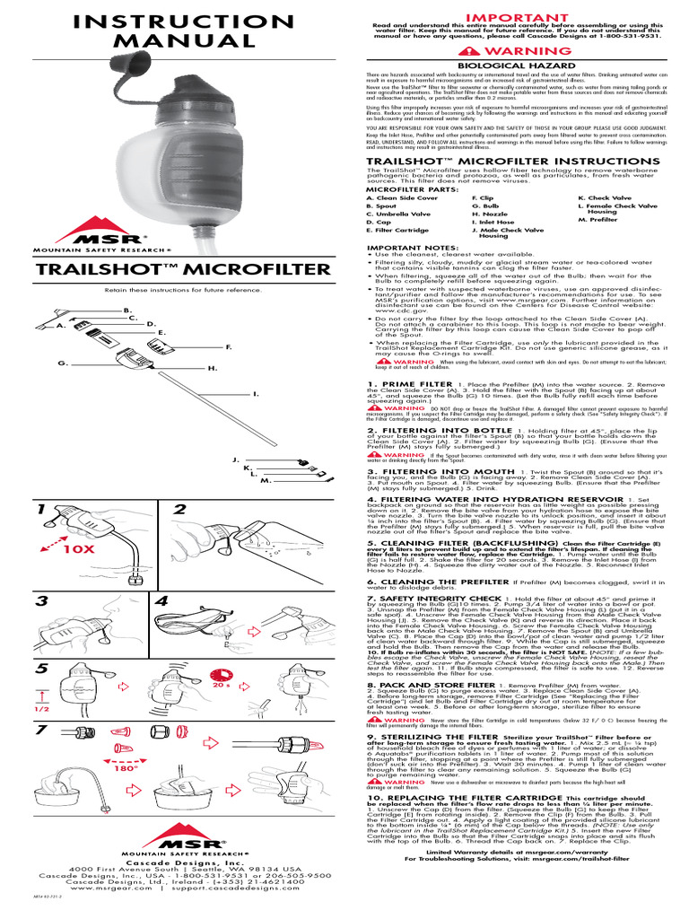 TrailShot Microfilter Cleaning Guide | PDF | Water | Hazards