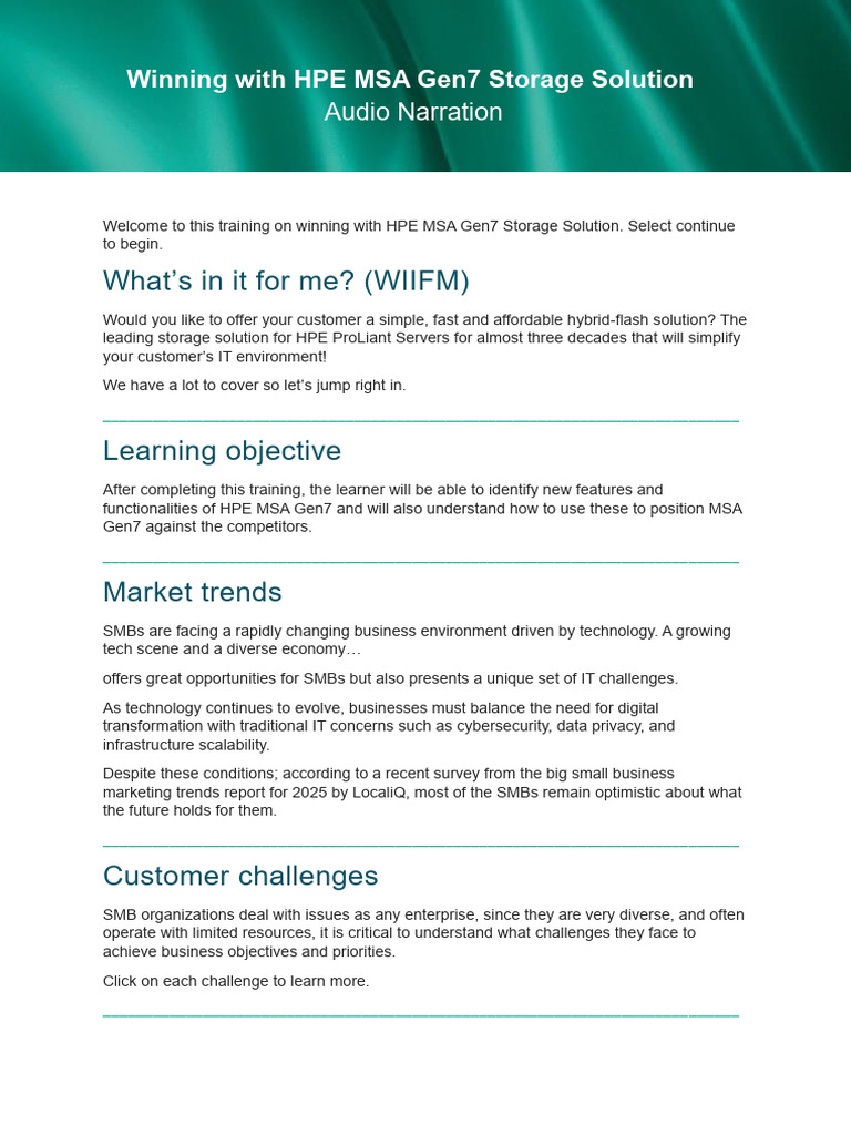 Transcript Winning With HPE MSA Gen7 | PDF | Scalability | Dell