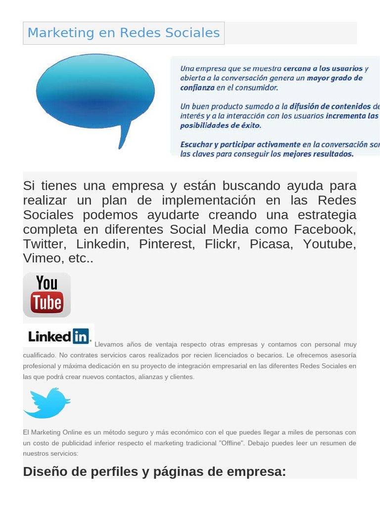 Paquetes de Marketing en Redes Sociales | PDF | Marketing | Facebook