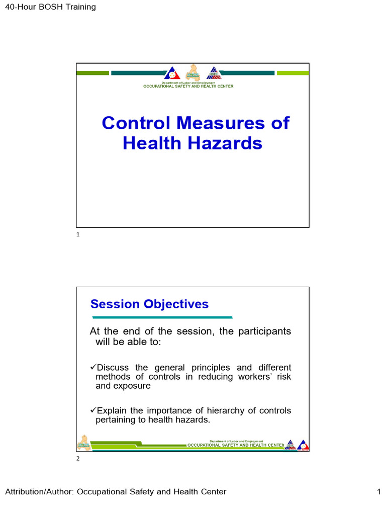 Day 2 - Session 4 - Control Measures of Health Hazards - Participant ...