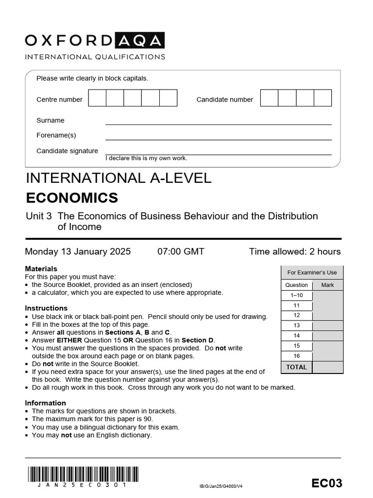 International A-Level Economics Exam Guide | PDF | Labour Economics ...