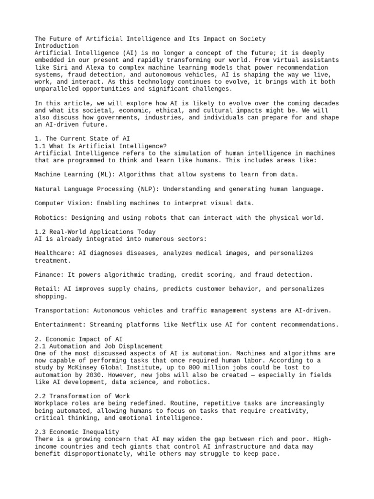 AI's Future Impact on Society | PDF | Artificial Intelligence ...