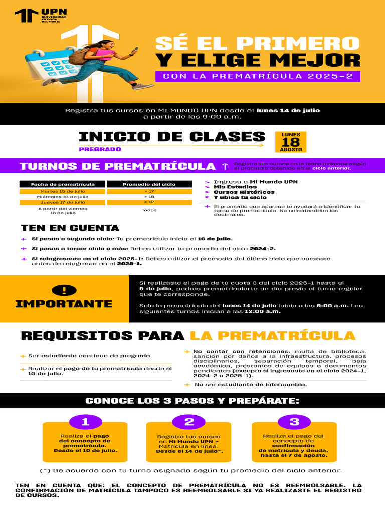 Prematrícula UPN 2025-2: Fechas y Requisitos | PDF