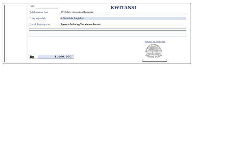 Kwitansi Pembayaran Sponsor Gathering | PDF