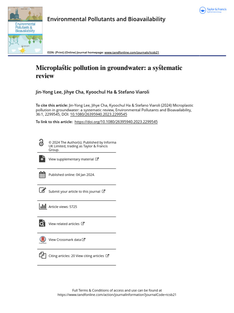 Microplastic Pollution in Groundwater A Systematic Review | PDF ...