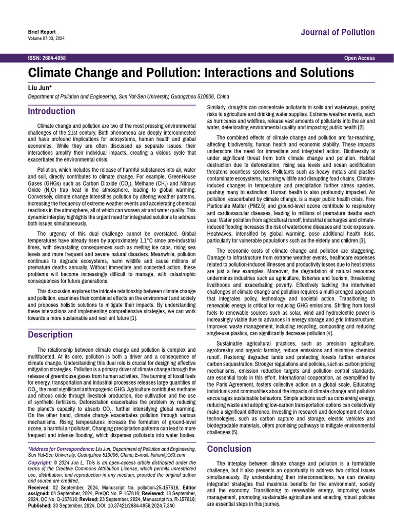 Climate Change and Pollution Solutions | PDF | Climate Change | Pollution