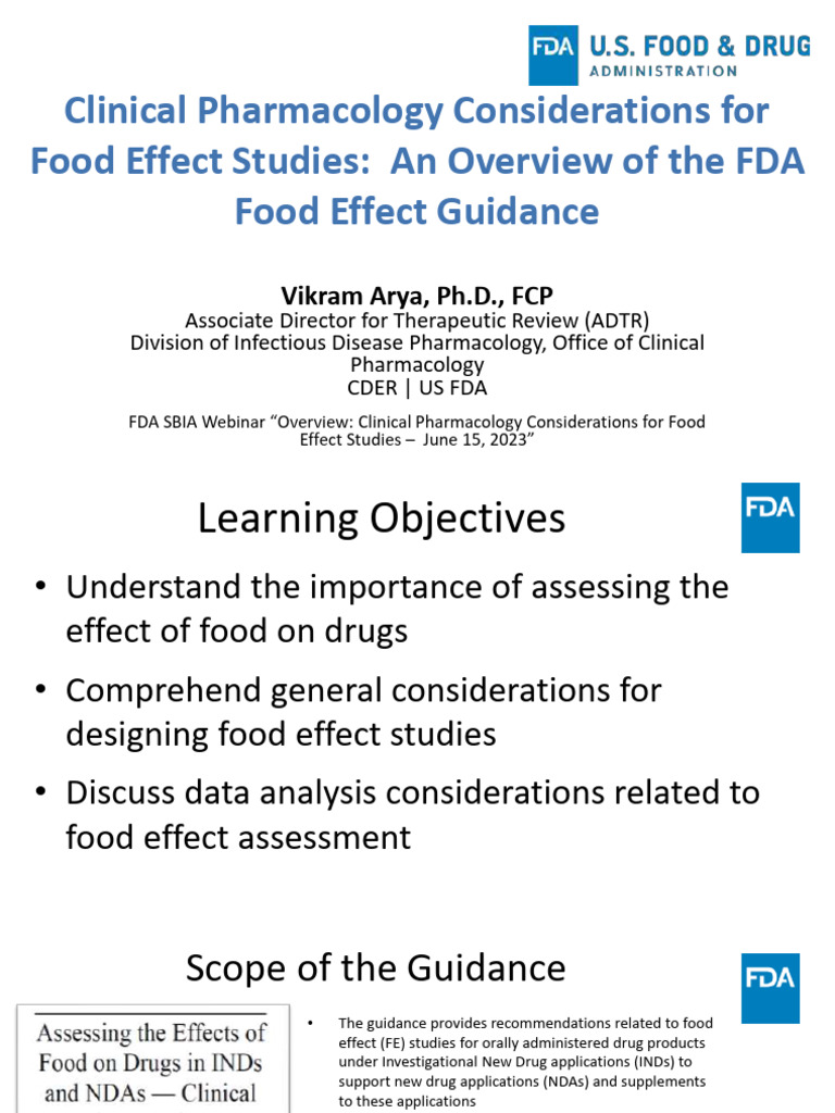 FDA Guidance on Food Effect Studies | PDF | Bioavailability ...