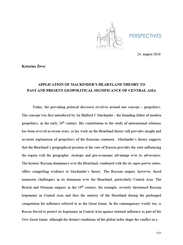 Mackinder's Heartland Theory in Central Asia | PDF | Geopolitics ...