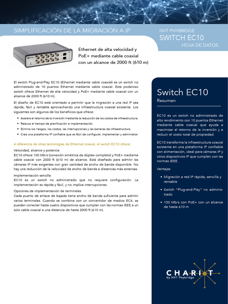 NVT Ec10 Ds v2 A4 Web Es | PDF | Ethernet | Conmutador de red