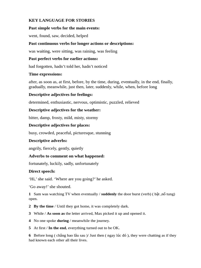 Fce - Story Format (Teacher) | PDF | Verb | Semantic Units