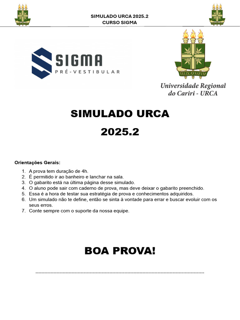 Simulado de Geografia URCA 2025.2 | PDF | Brasil | Mercantilismo