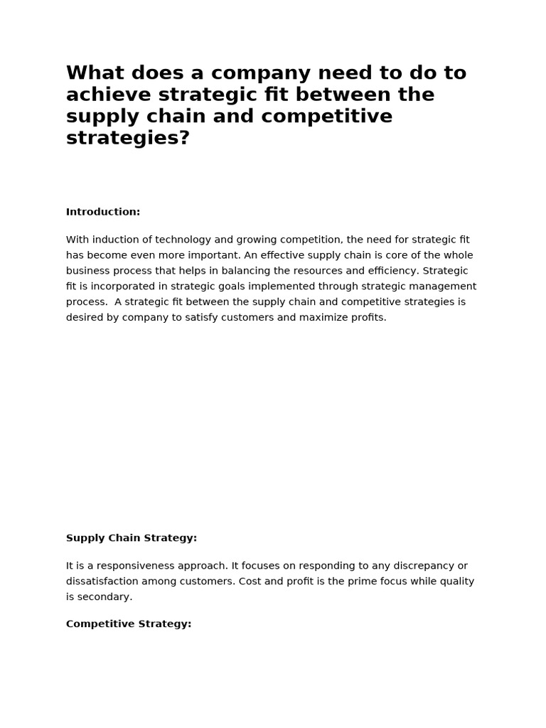 Achieving Strategic Fit in Supply Chains | PDF | Strategic Management ...
