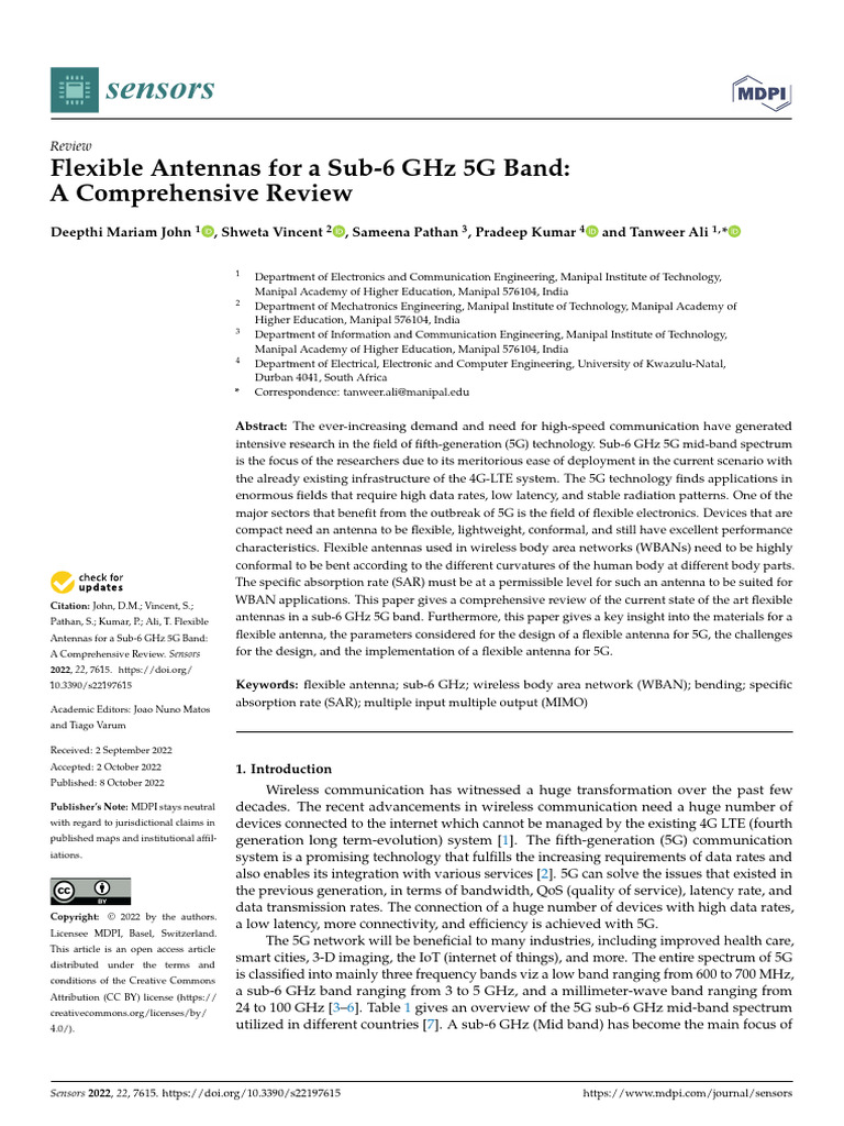 Flexible Antennas for Sub-6 GHz 5G | PDF | Extremely High Frequency ...