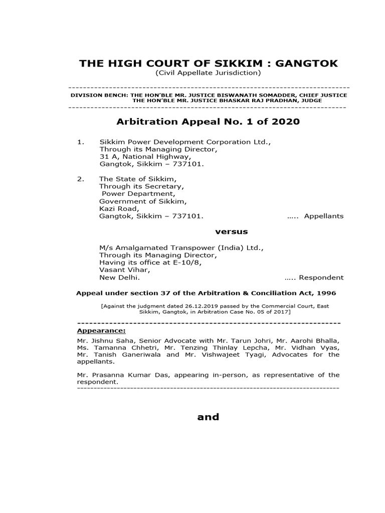 Arb.a.12021 of Amalgamated Transpower (India) Ltd. Vs Sikkim Power ...